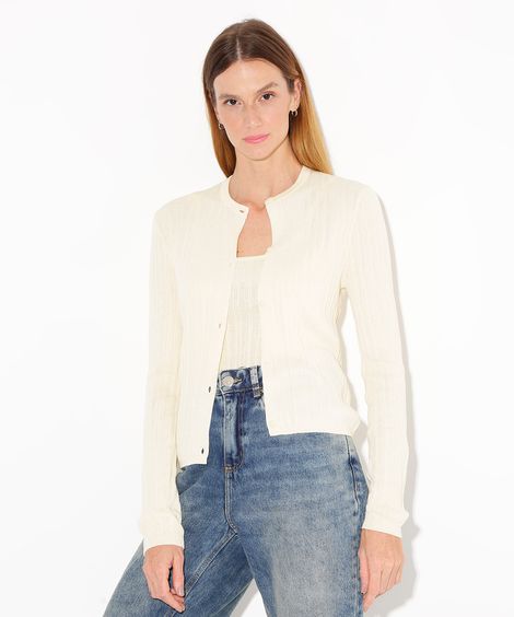 cardigan de tricot canelado mindset amarelo claro