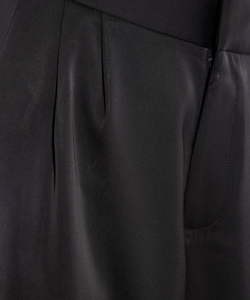 calça wide leg acetinada cintura alta mindset preta