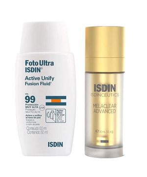 Isdin Kit - Sérum Facial Clareador Melaclear Advanced + Clareador Facial FotoUltra Active Fluid FPS99