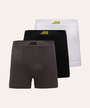 kit de 3 cuecas boxer com textura esportivo ace colorido