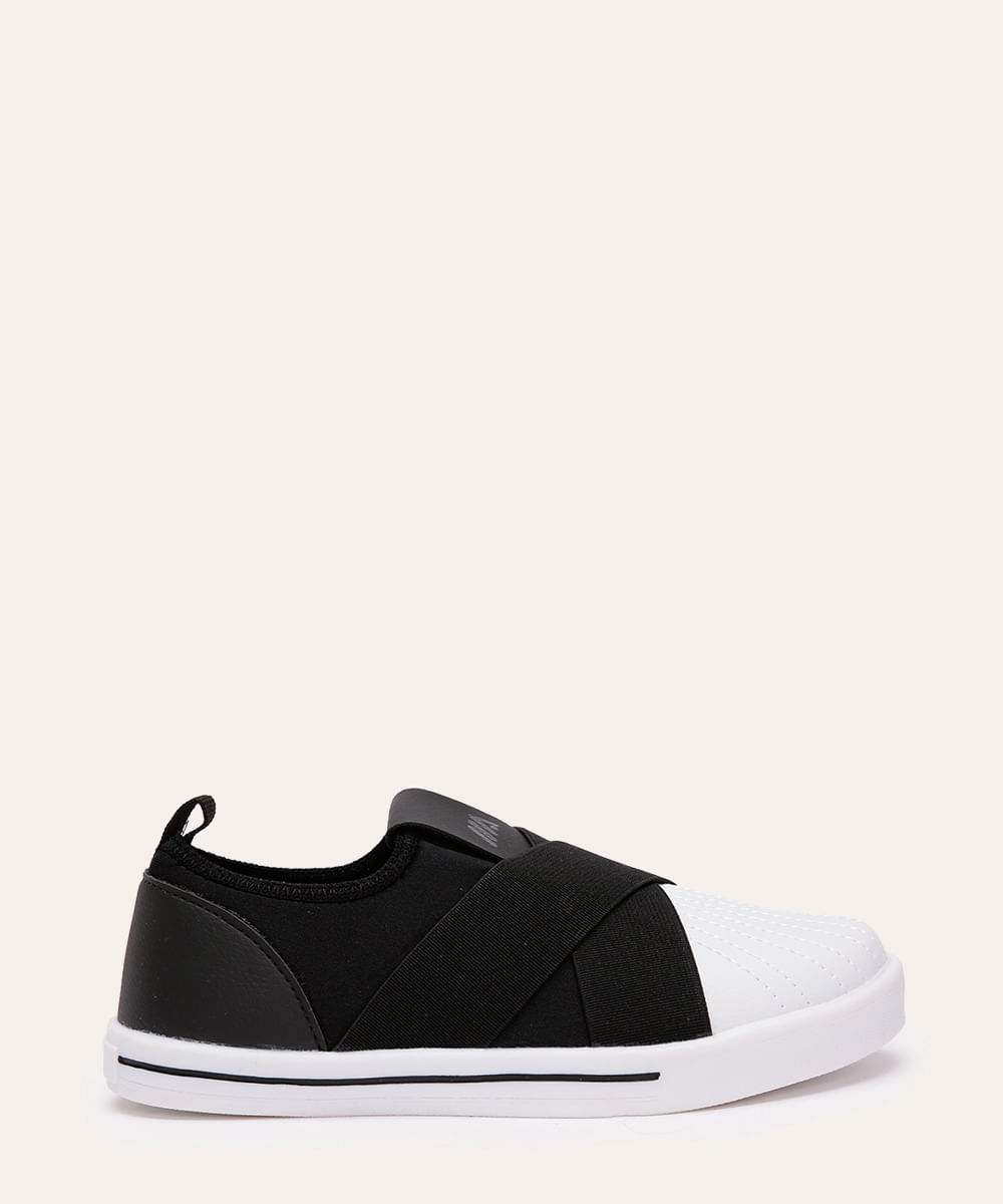 tênis casual calce fácil infantil preto