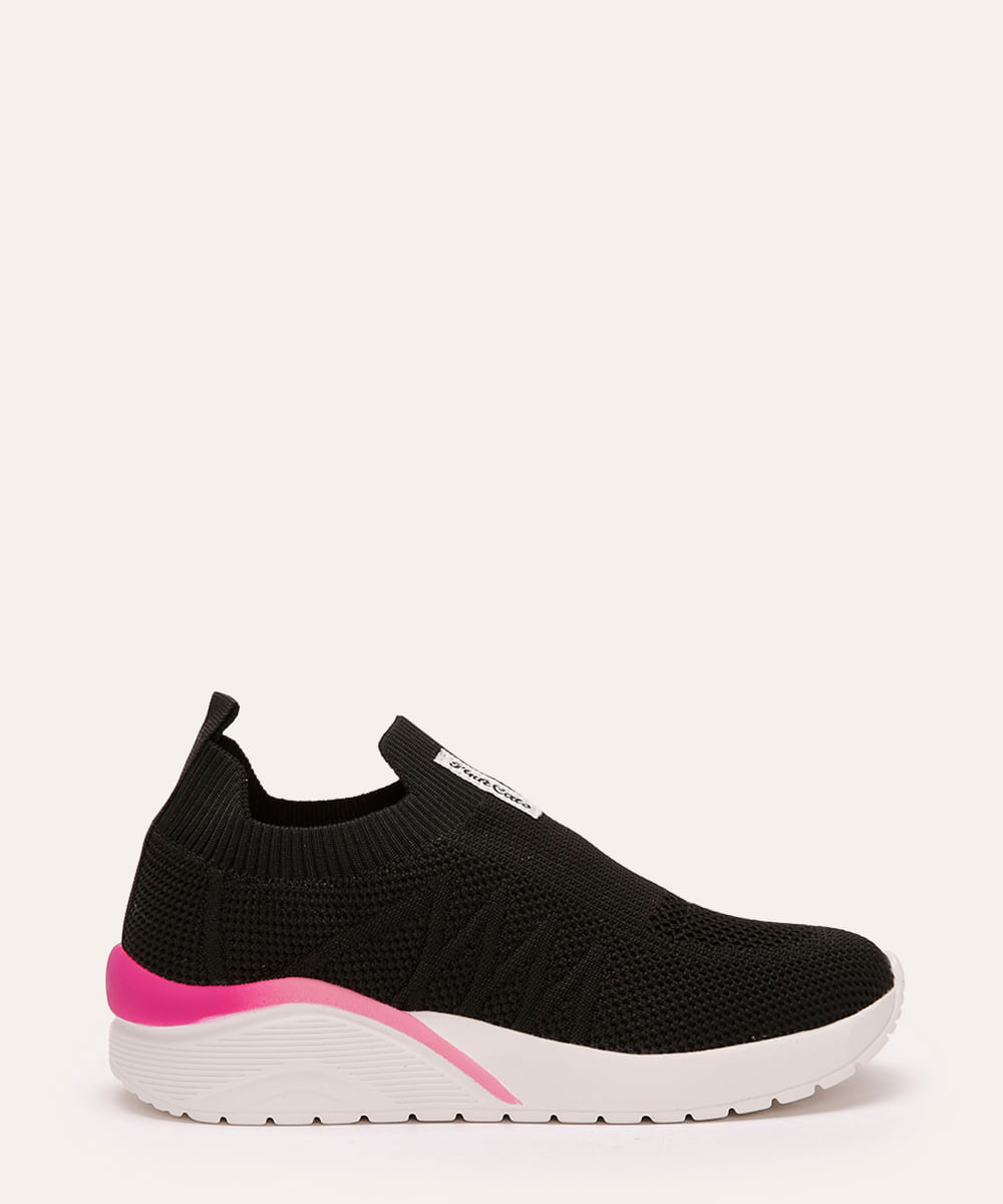 tênis casual infantil pink cats calce fácil preto