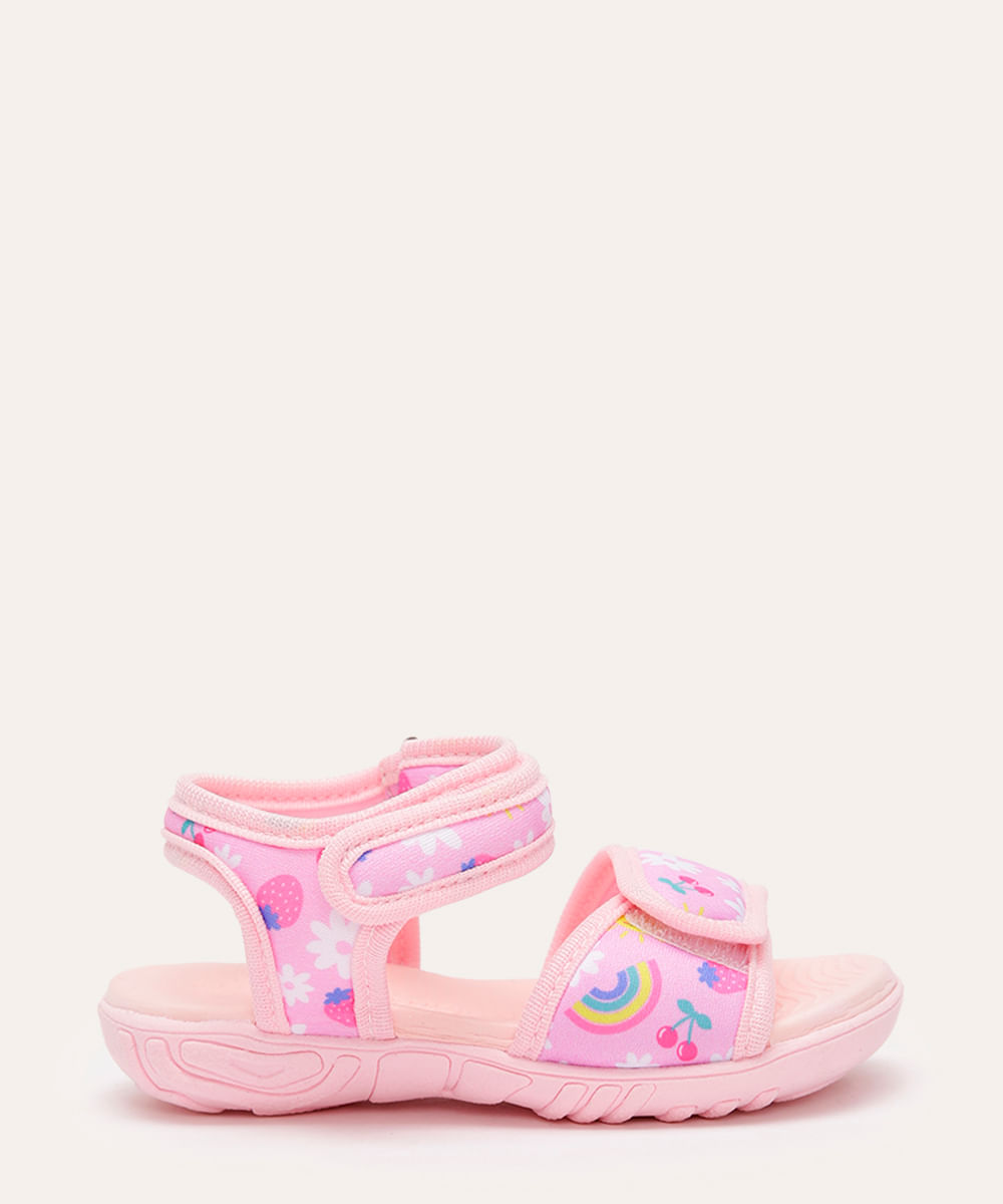 papete com velcro infantil arco íris rosa