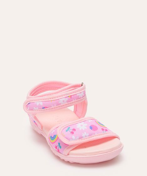 papete com velcro infantil arco íris rosa