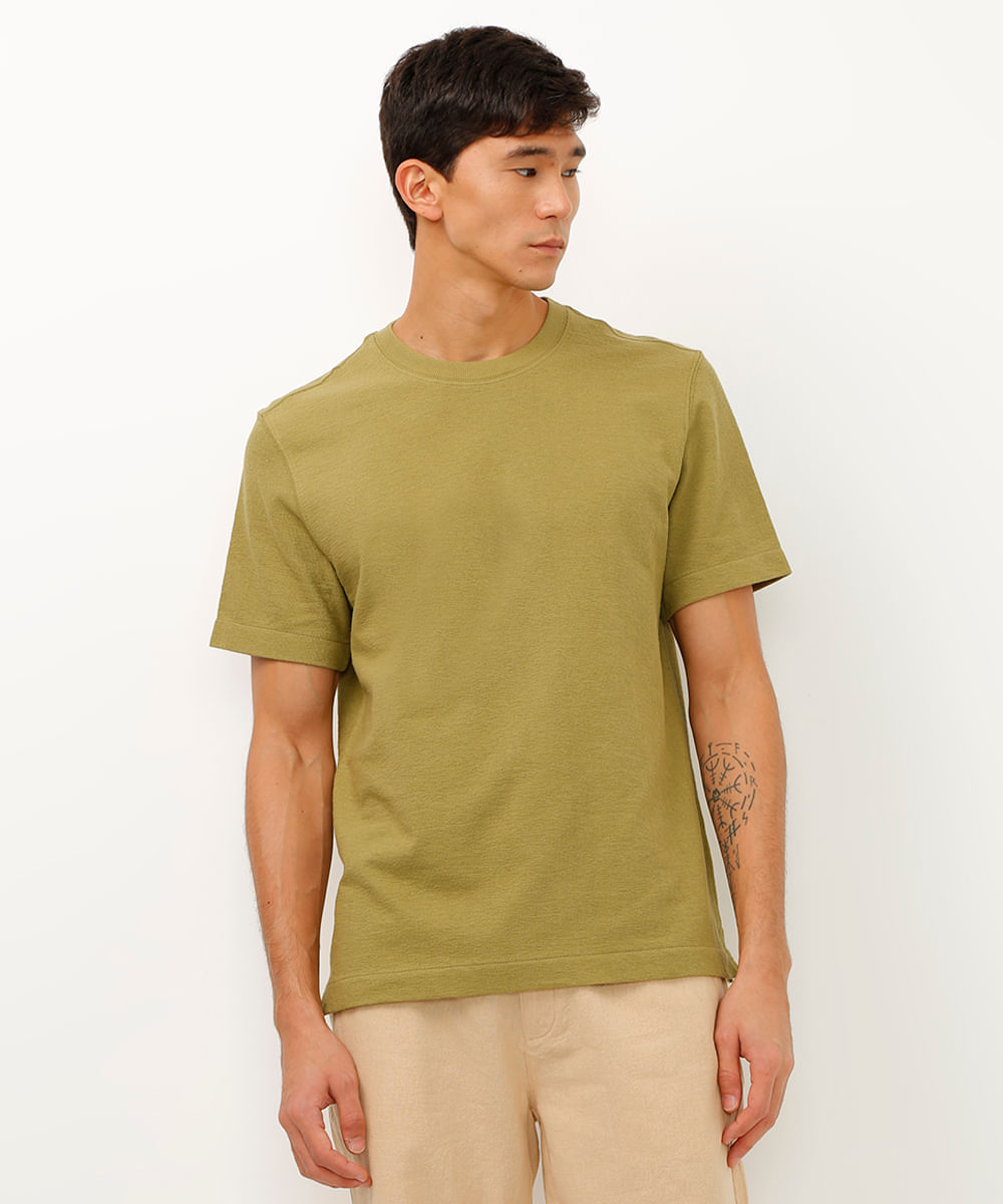 camiseta de algodão moletinho manga curta verde
