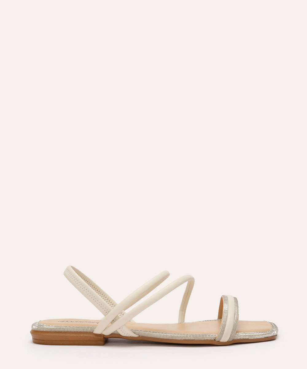 rasteirinha mississipi com tiras e brilhos off white