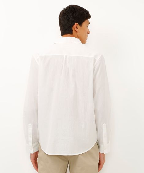 camisa texturizada comfort manga longa off white