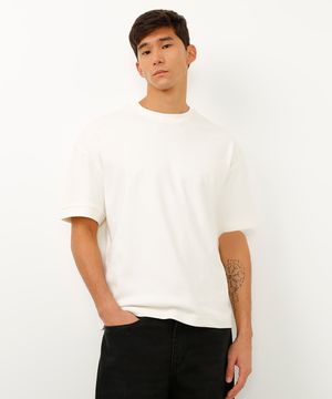 camiseta oversized de algodão manga curta off white