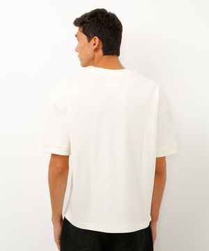 camiseta oversized de algodão manga curta off white