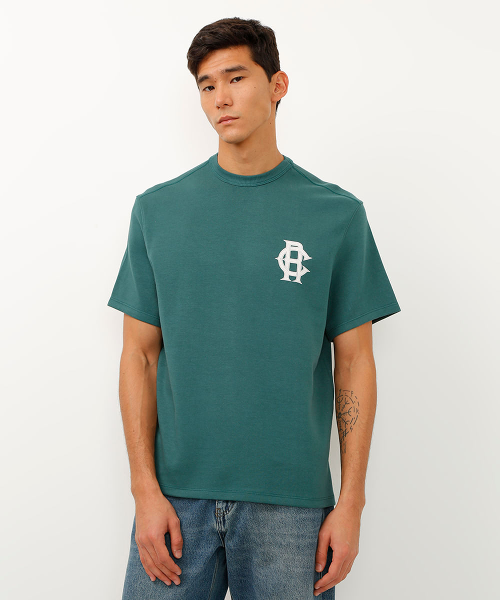 camiseta de algodão manga curta worldwide verde