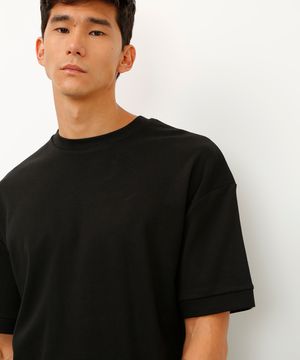 camiseta oversized de algodão preta