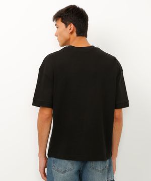 camiseta oversized de algodão preta