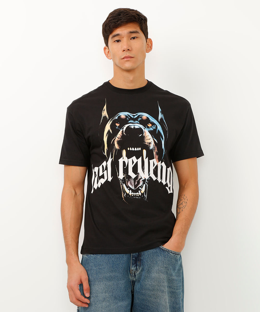 camiseta relaxed de algodão last revenge preta