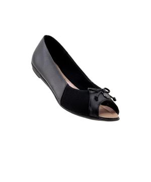 Sapatilha Peep Toe Usaflex Uf0101 Couro Preto