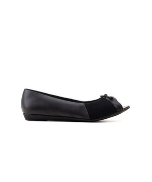 Sapatilha Peep Toe Usaflex Uf0101 Couro Preto