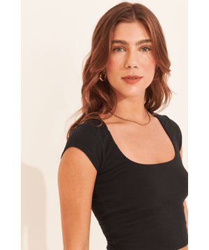 blusa alicia decote quadrado malha Preto