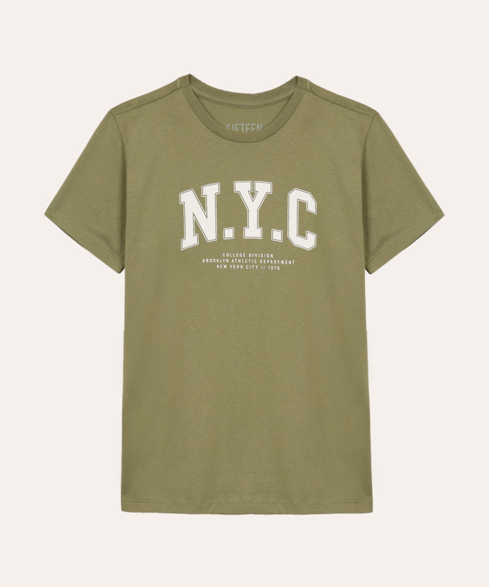 camiseta de algodão infantil NYC verde