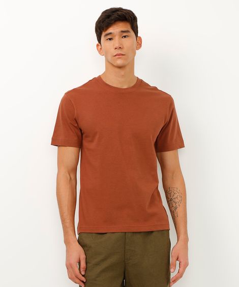 camiseta de algodão manga curta marrom