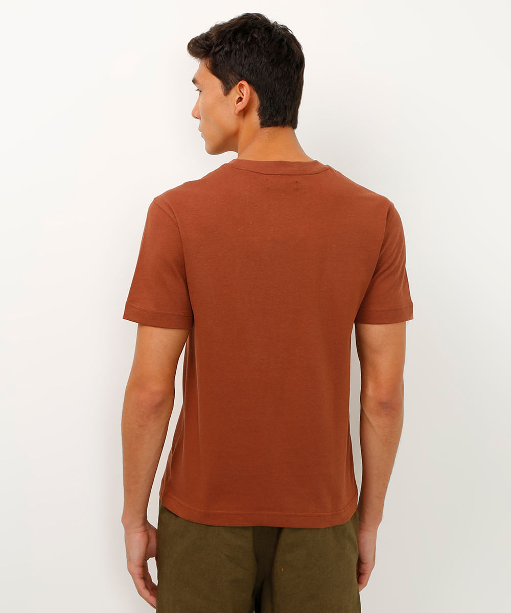 camiseta de algodão manga curta marrom