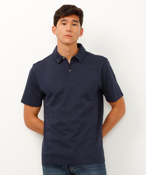 polo comfort texturizada azul marinho