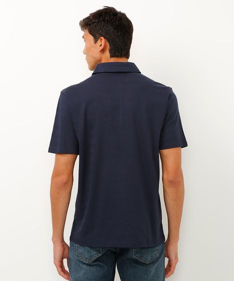 polo comfort texturizada azul marinho