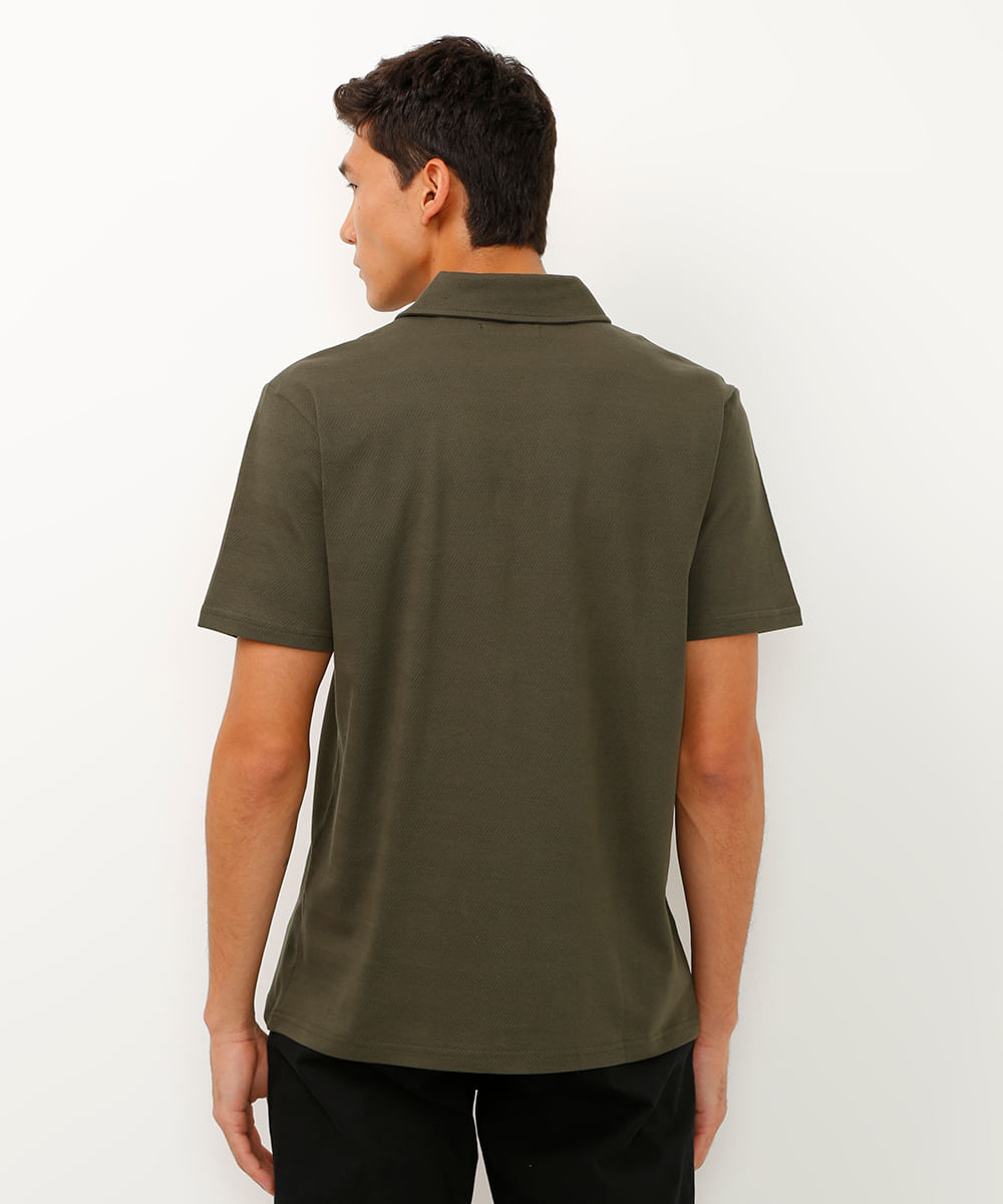 polo comfort texturizada verde militar