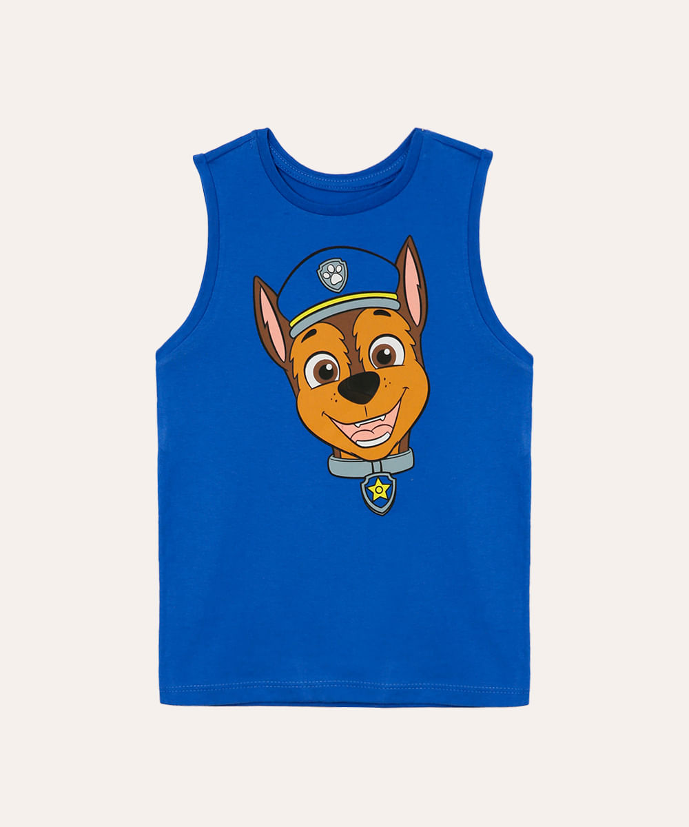 camiseta de algodão infantil patrulha canina manga curta azul
