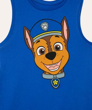 camiseta de algodão infantil patrulha canina manga curta azul