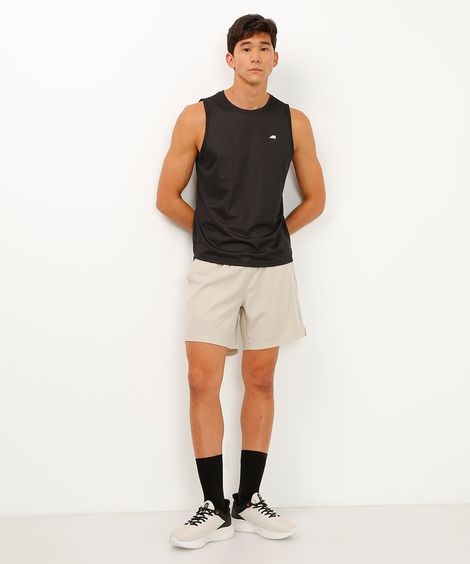 short reto com bolsos esportivo bege