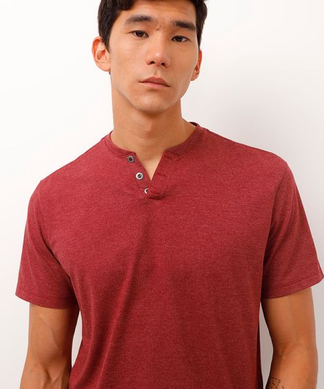 camiseta básica manga curta gola portuguesa - vinho