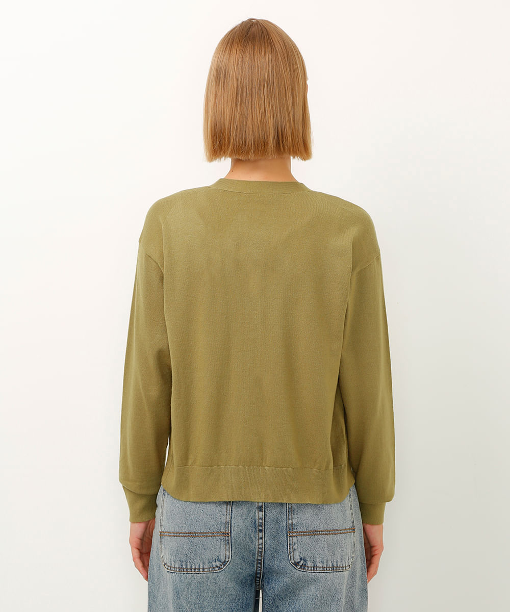 cardigan de tricot canelado verde