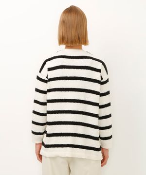 cardigan de tricot listrado off white