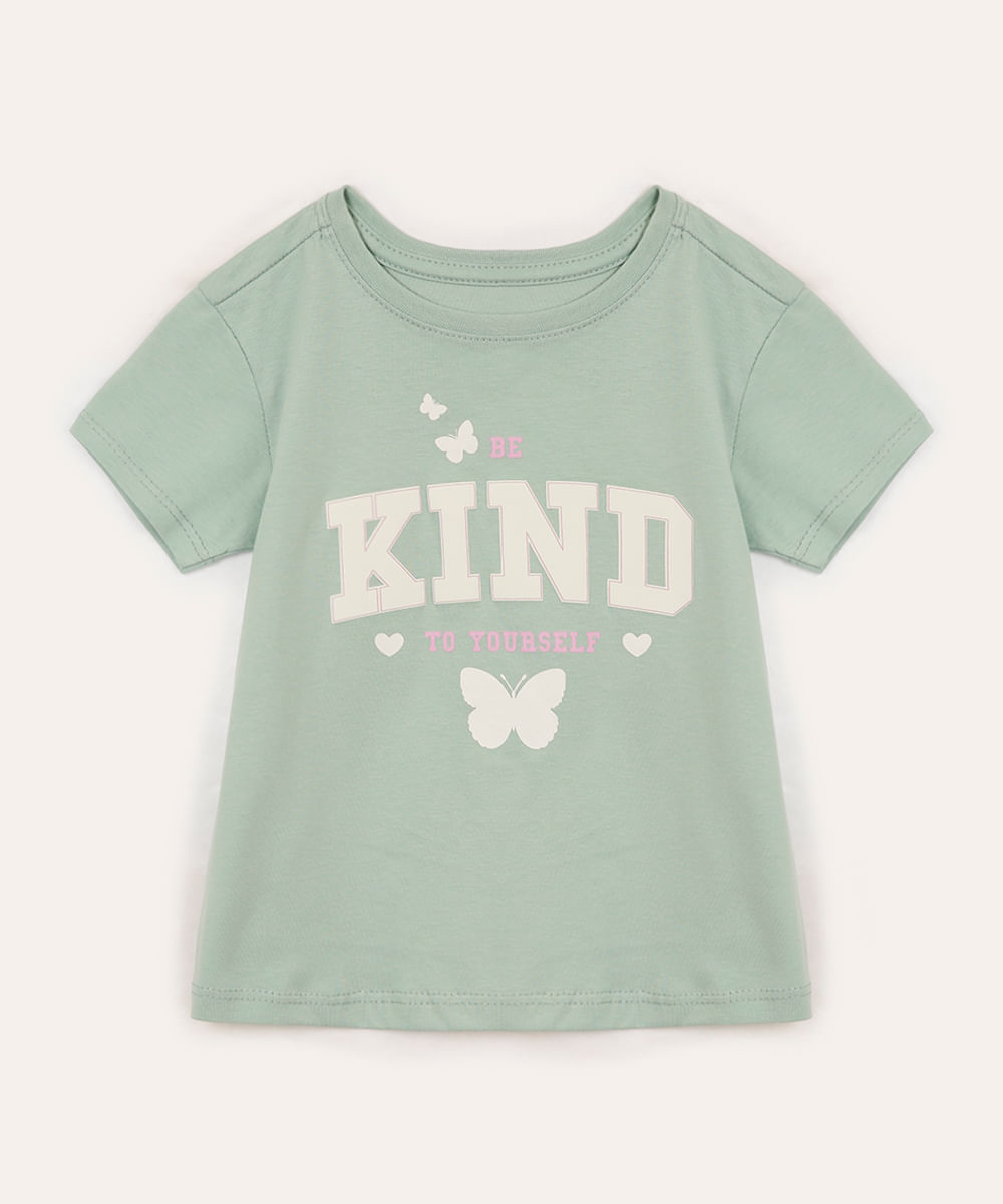 camiseta de algodão infantil kind verde