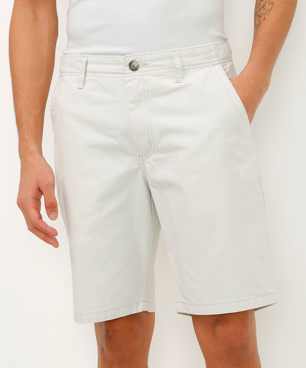 Bermuda Reta de Sarja - cinza claro