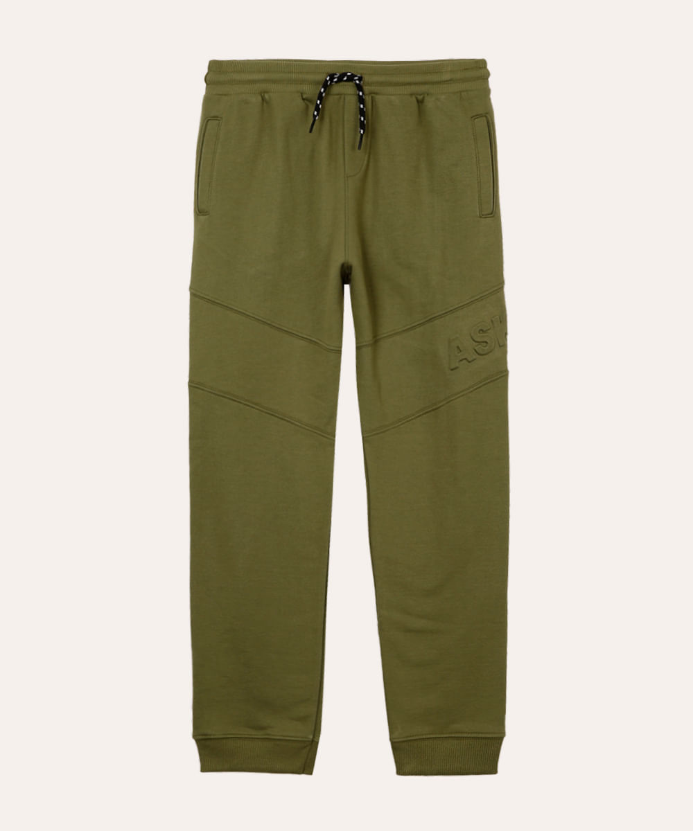calça de moletom jogger juvenil verde militar