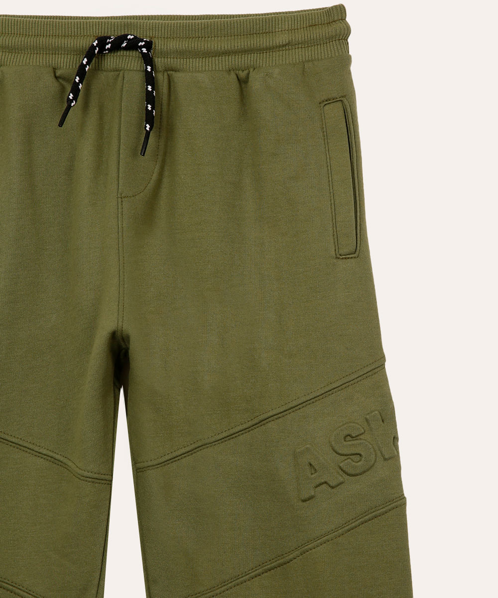 calça de moletom jogger juvenil verde militar