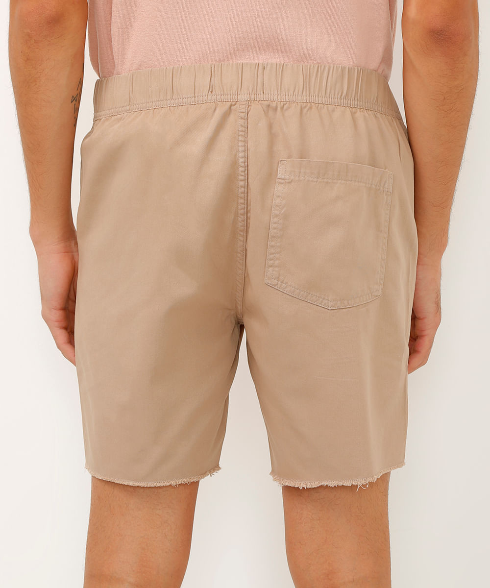 bermuda de sarja jogger com bolsos bege