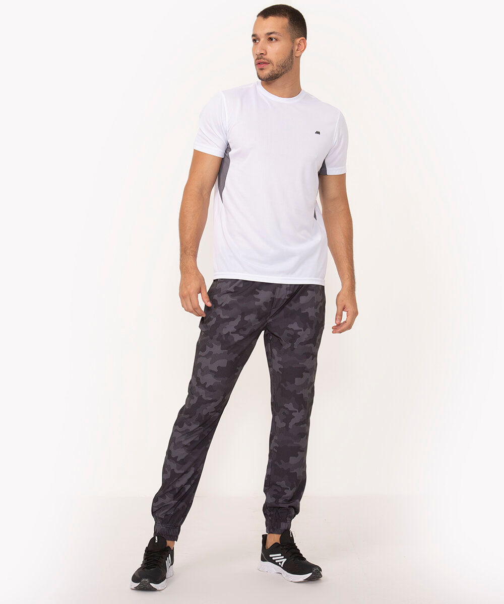 calça jogger com bolsos esportiva cinza