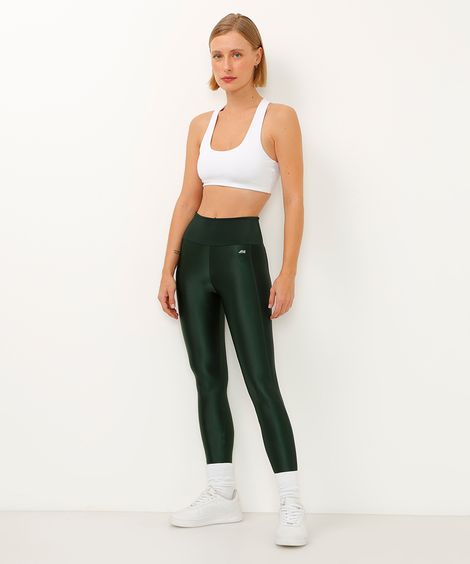 calça legging cintura alta com recorte canelado esportiva ace verde