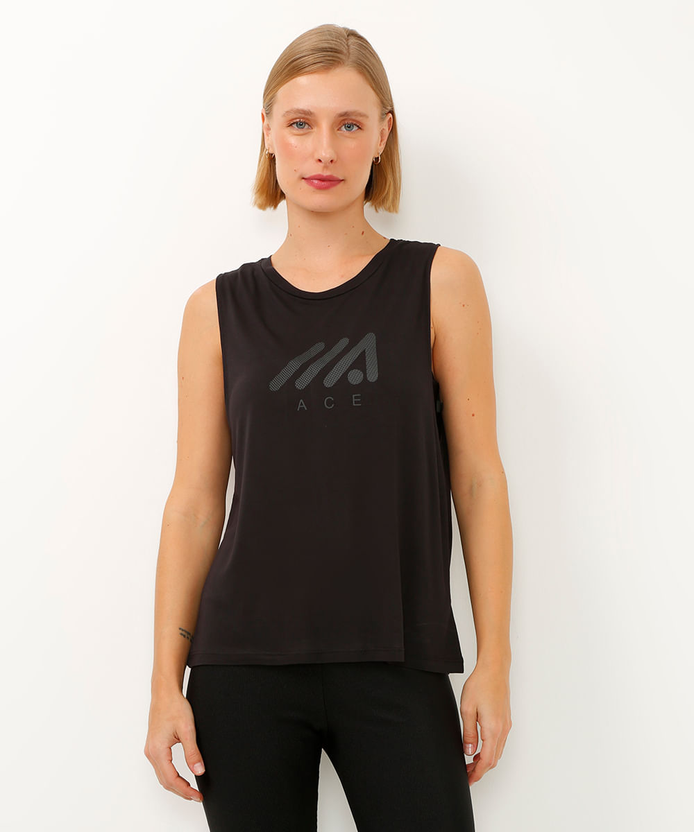 regata esportiva de viscose preta