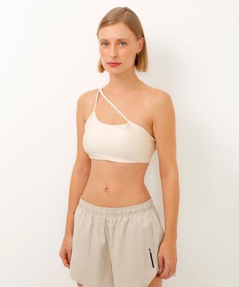 top ombro único bojo removível esportivo off white