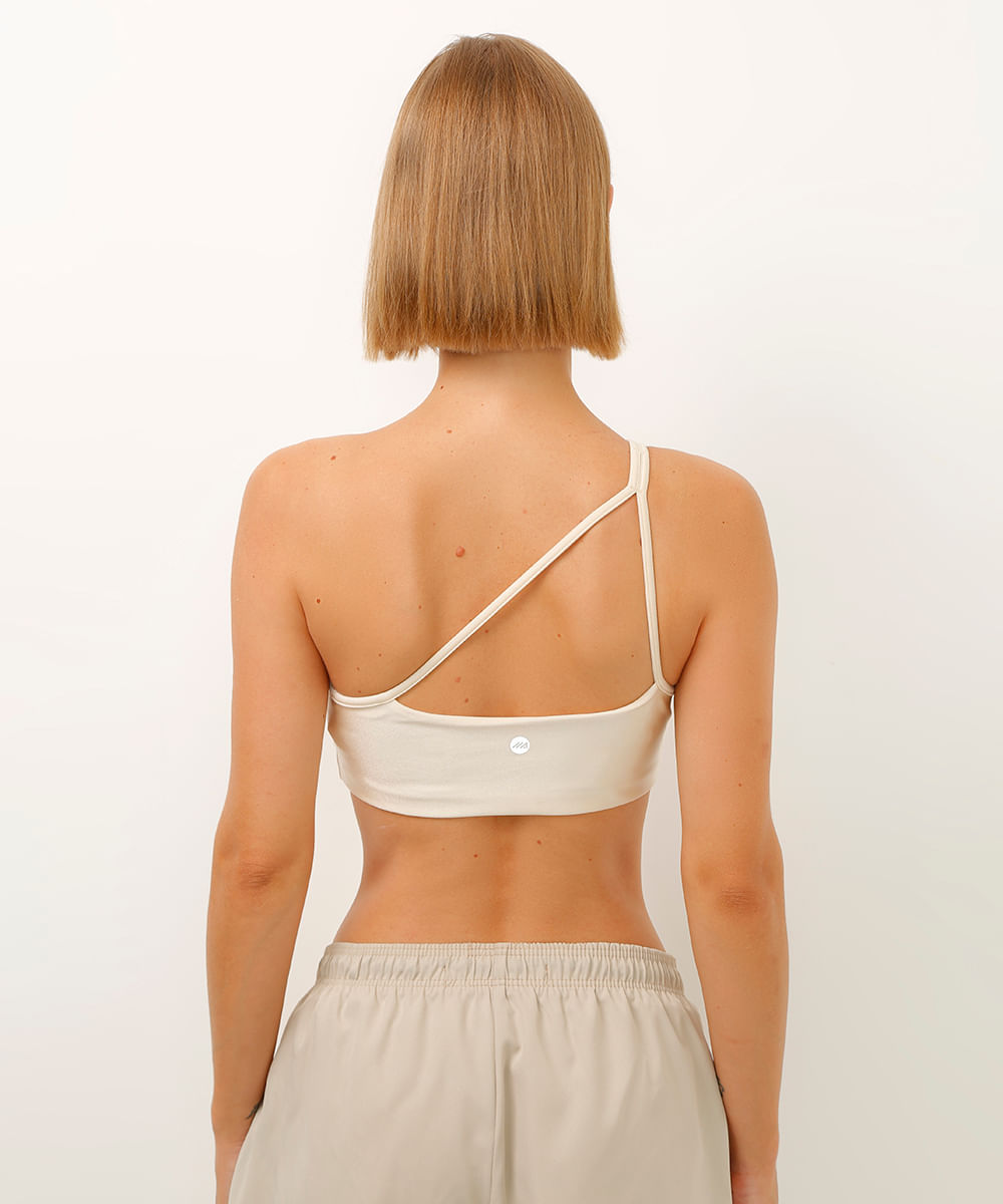 top ombro único bojo removível esportivo off white