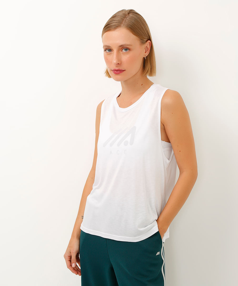 regata esportiva de viscose branca