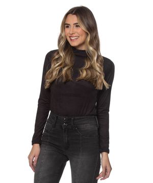 Blusa Suede Manga Longa 1009 Zipituka Preto