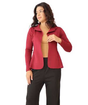 Blazer Feminino Social Moderno Neoprene Vinho