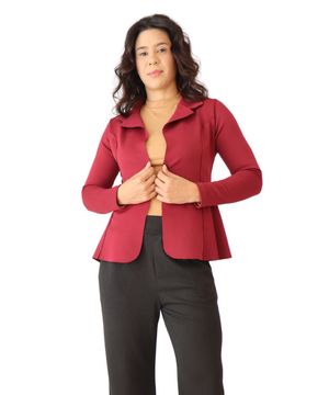 Blazer Feminino Social Moderno Neoprene Vinho