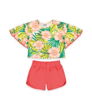 Conjunto Infantil Feminino Blusa + Short Nanai Vermelho