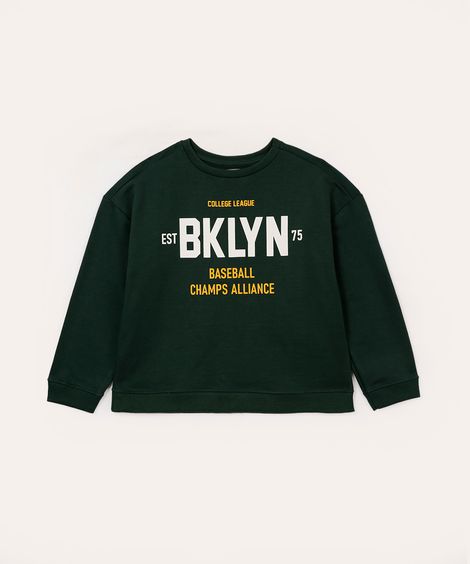 blusão de moletom infantil baseball verde