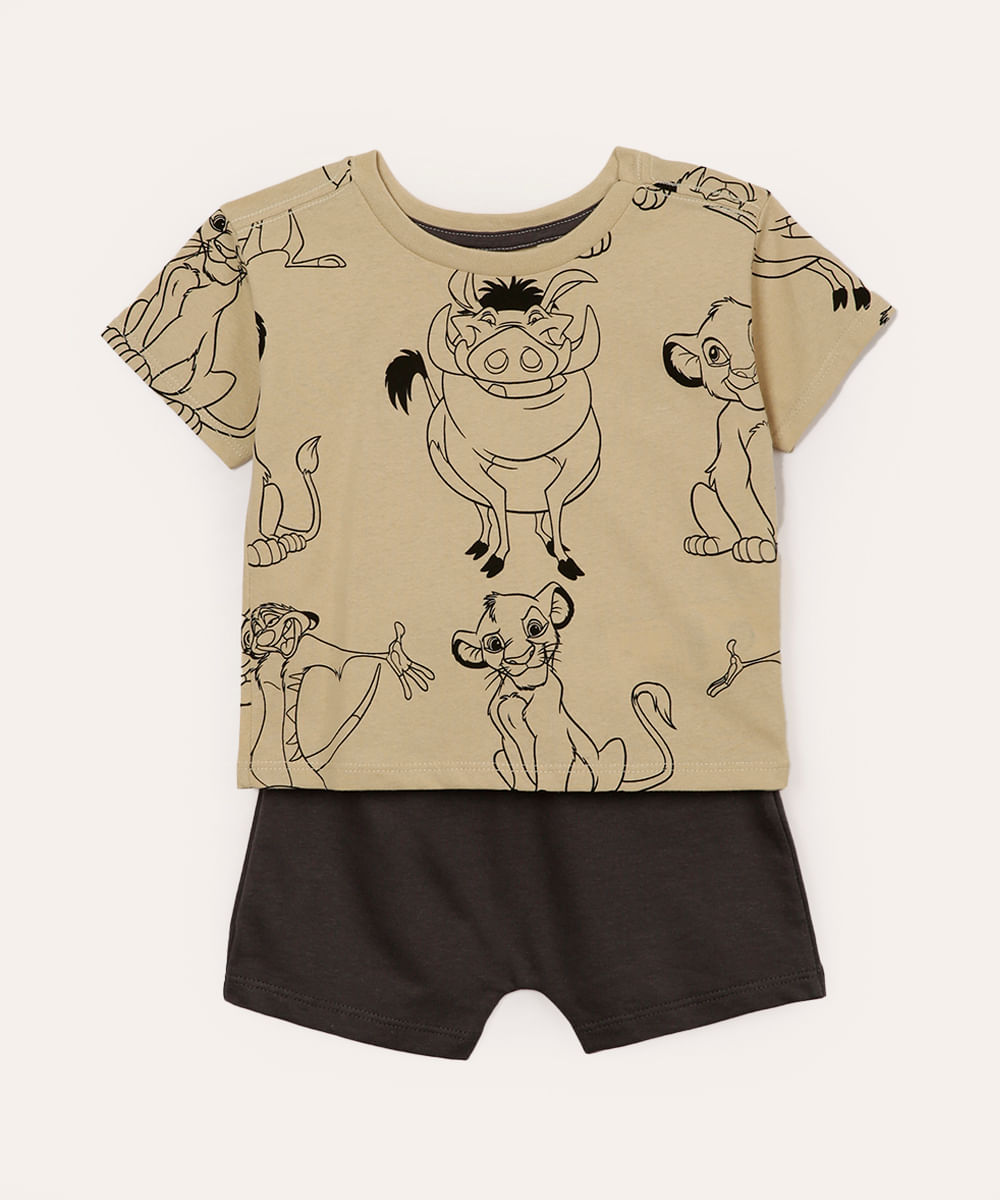 conjunto infantil de algodão simba bege