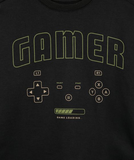 blusão de moletom infantil gamer cinza